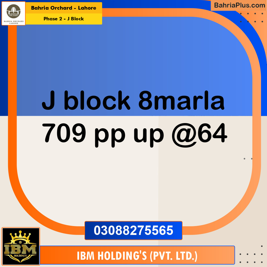 8 Marla Residential Plot for Sale in Phase 2 - J Block -  Bahria Orchard, Lahore - (BP-262375)