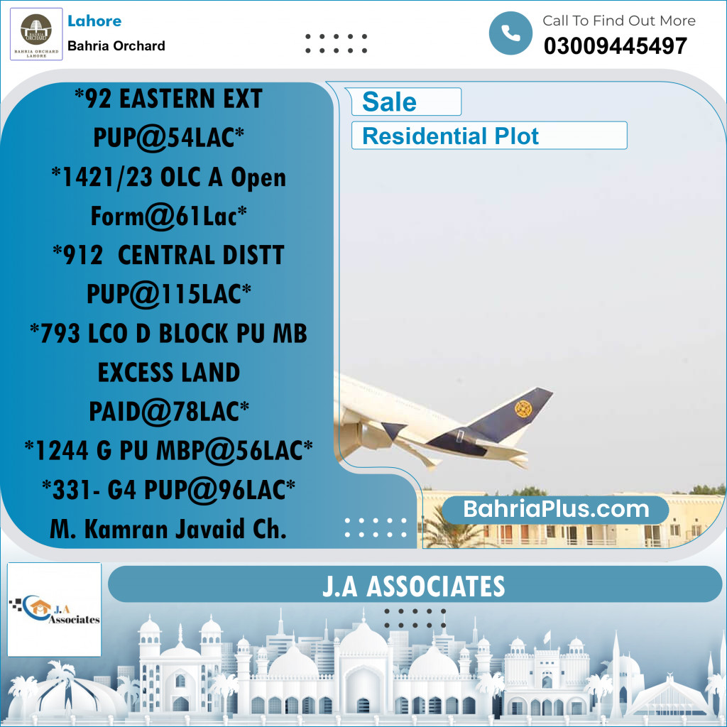Residential Plot for Sale in Bahria Orchard, Lahore - (BP-262383)