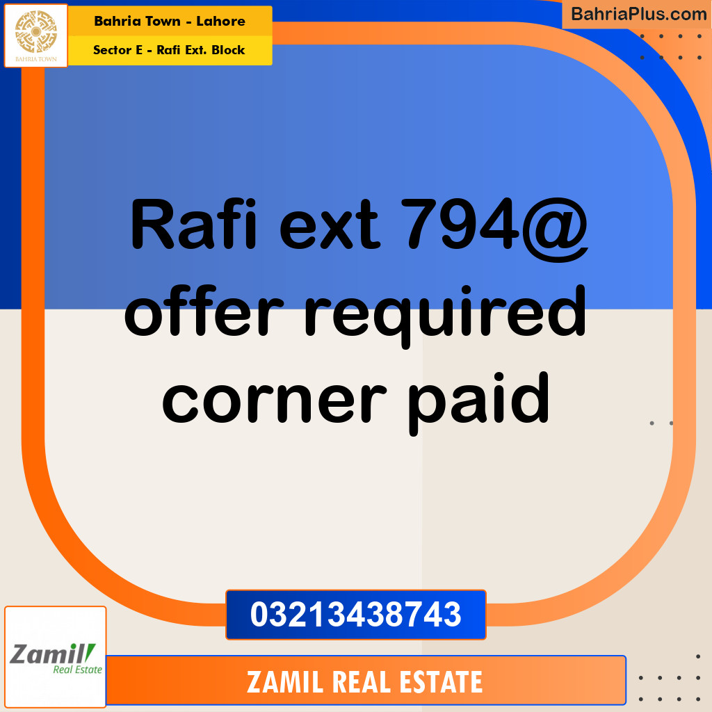 5 Marla Residential Plot for Sale in Sector E - Rafi Ext. Block -  Bahria Town, Lahore - (BP-262399)