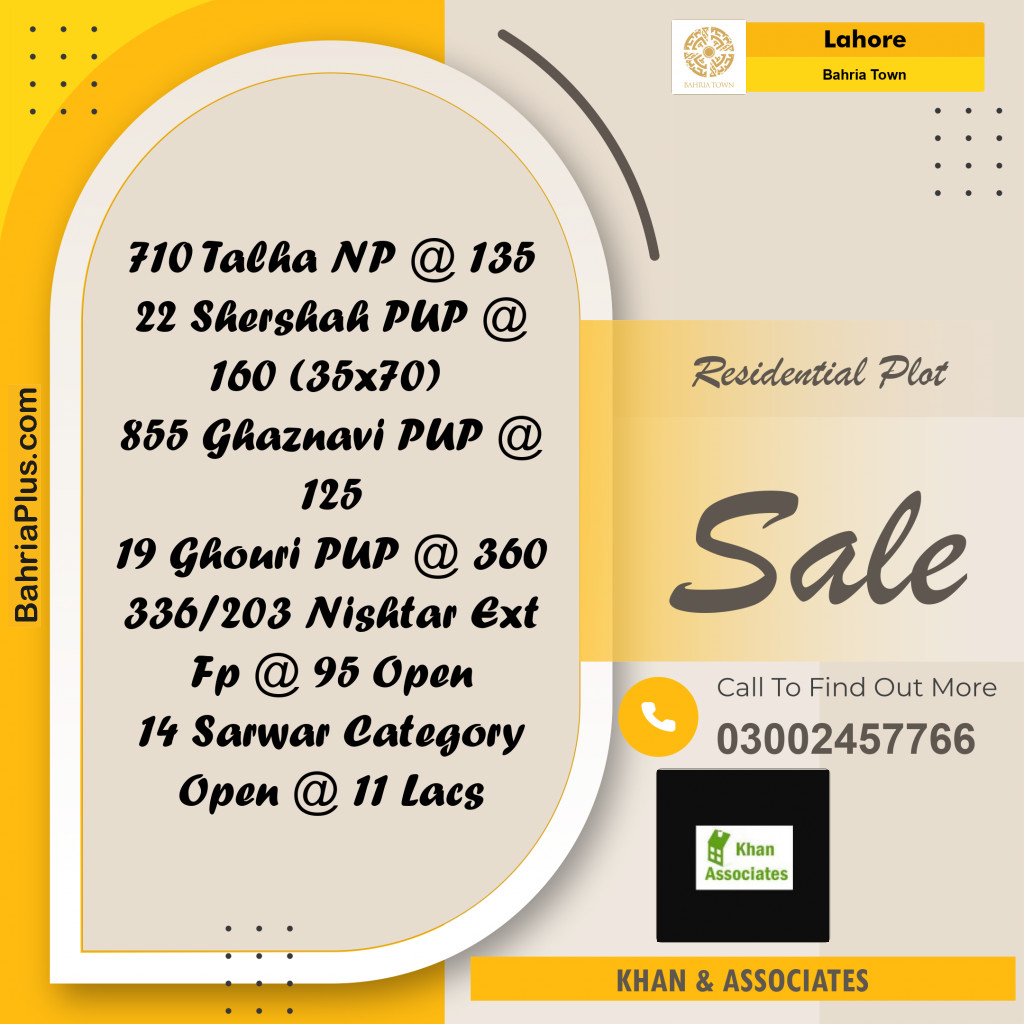 Residential Plot for Sale in Bahria Town, Lahore - (BP-262422)