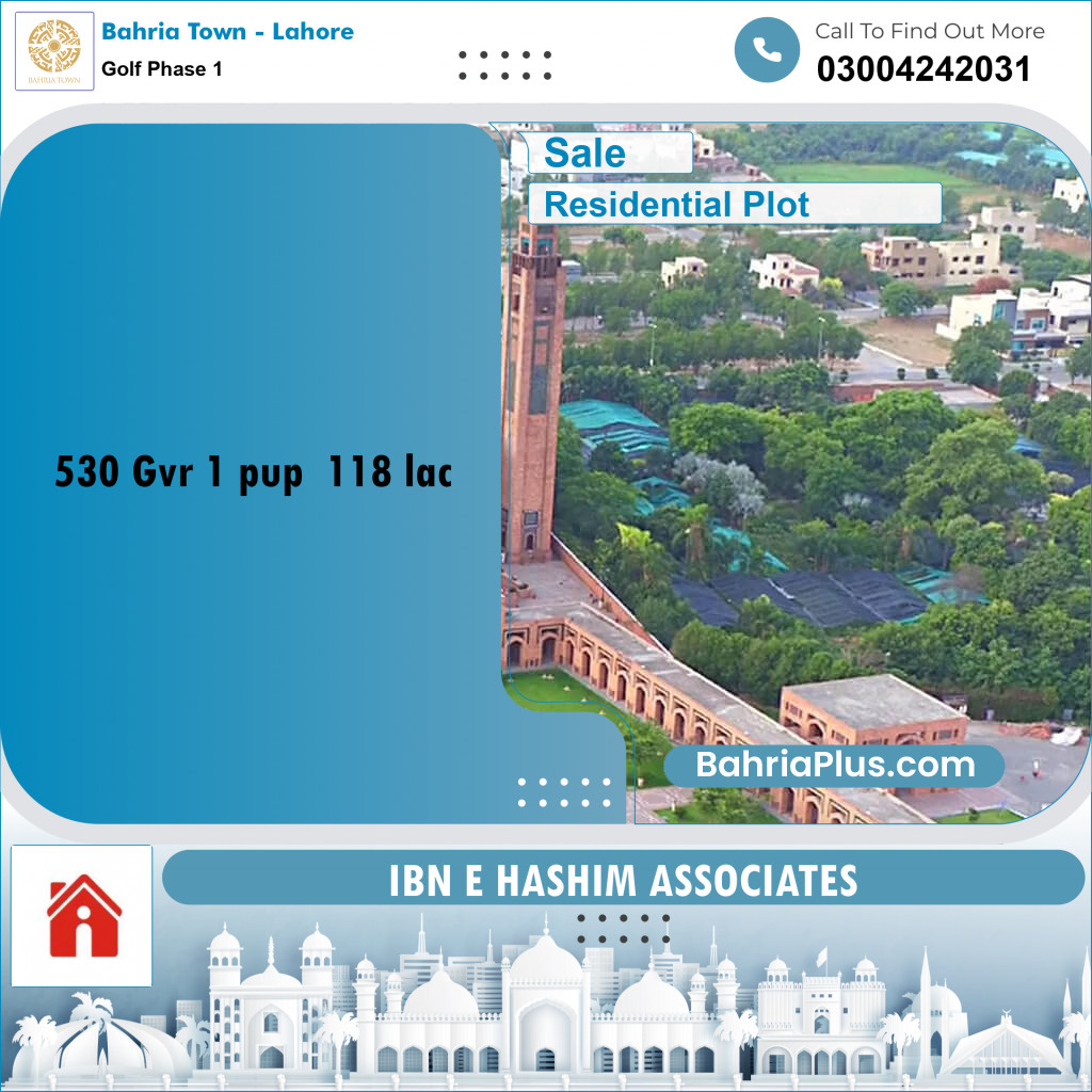 10 Marla Residential Plot for Sale in Golf Phase 1 -  Bahria Town, Lahore - (BP-262427)