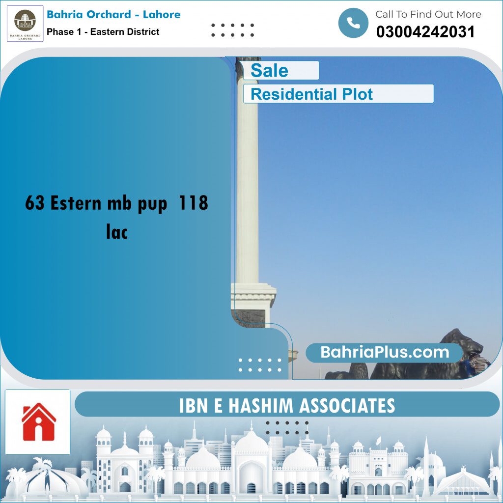 10 Marla Residential Plot for Sale in Phase 1 - Eastern District -  Bahria Orchard, Lahore - (BP-262428)