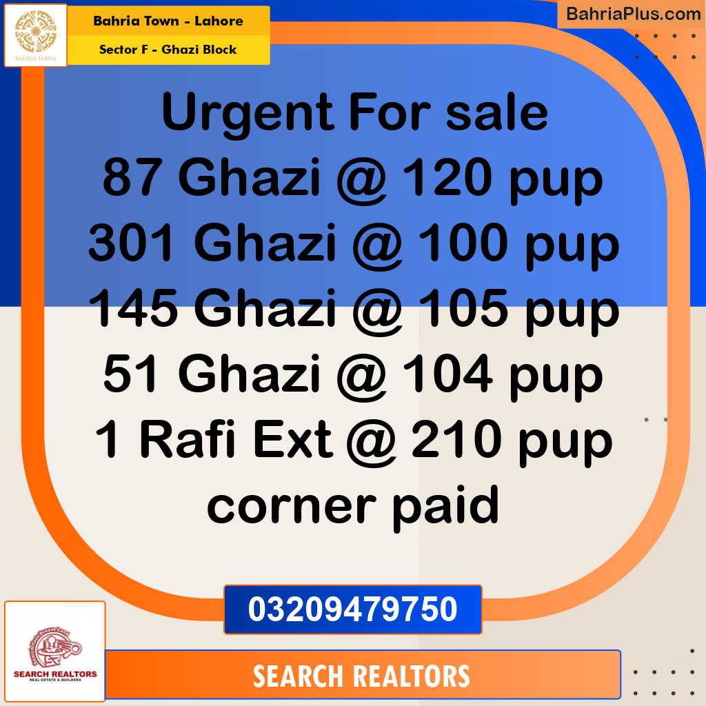 10 Marla Residential Plot for Sale in Sector F - Ghazi Block -  Bahria Town, Lahore - (BP-262434)