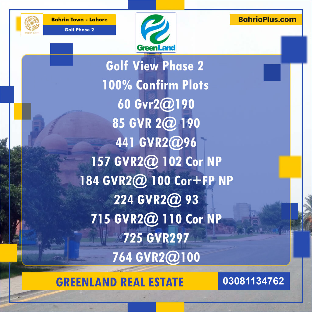 10 Marla Residential Plot for Sale in Golf Phase 2 -  Bahria Town, Lahore - (BP-262473)
