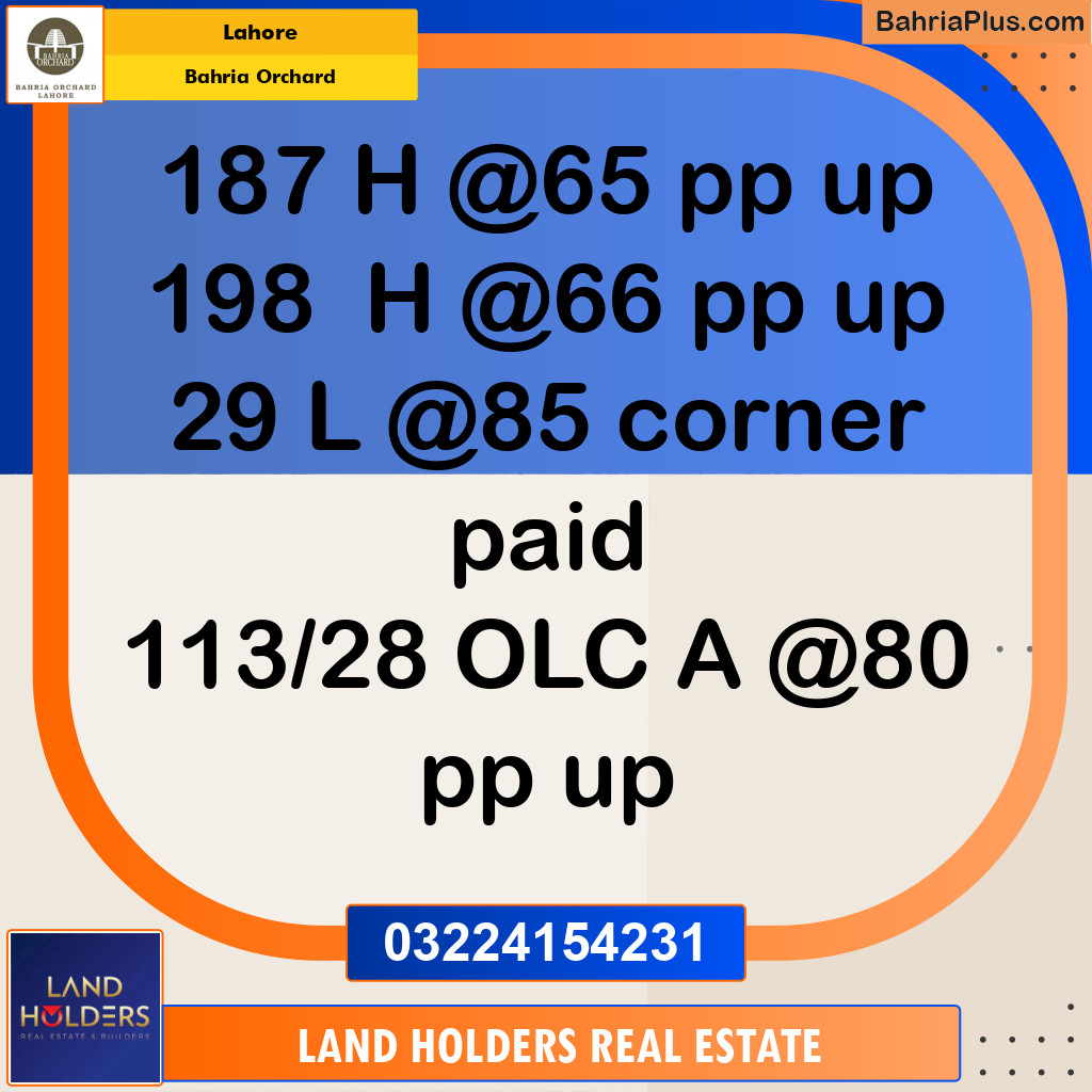Residential Plot for Sale in Bahria Orchard, Lahore - (BP-262475)
