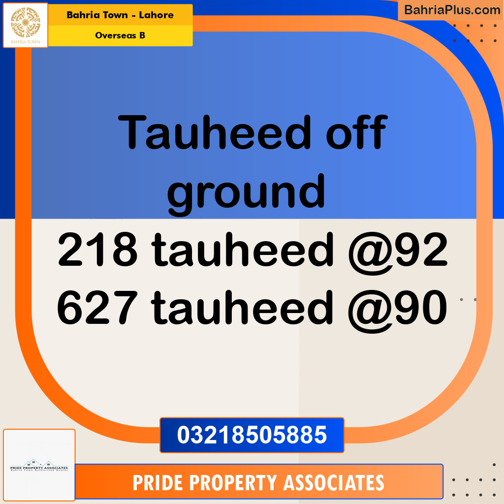 Residential Plot for Sale in Overseas B -  Bahria Town, Lahore - (BP-262507)