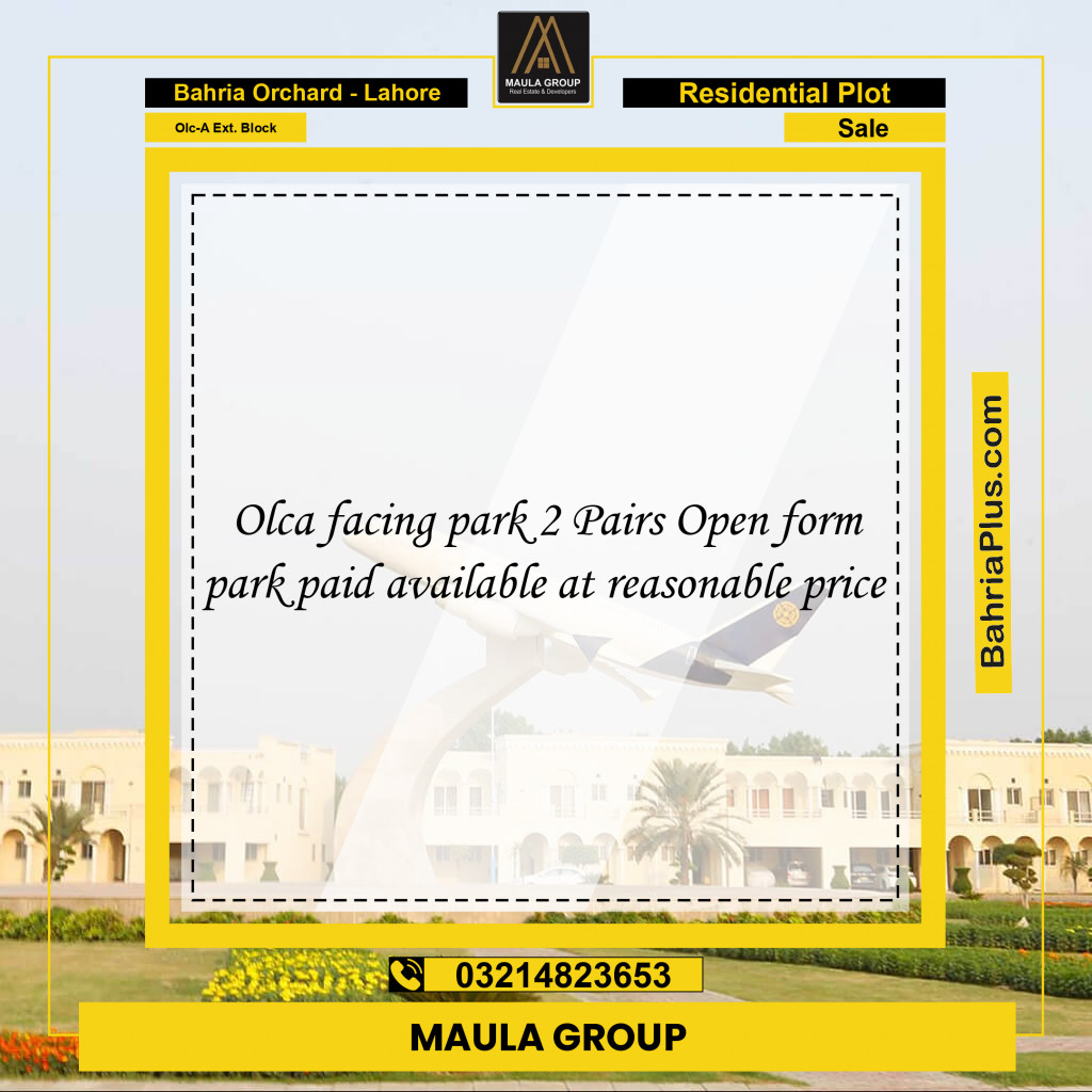 5 Marla Residential Plot for Sale in OLC-A Ext. Block -  Bahria Orchard, Lahore - (BP-262518)
