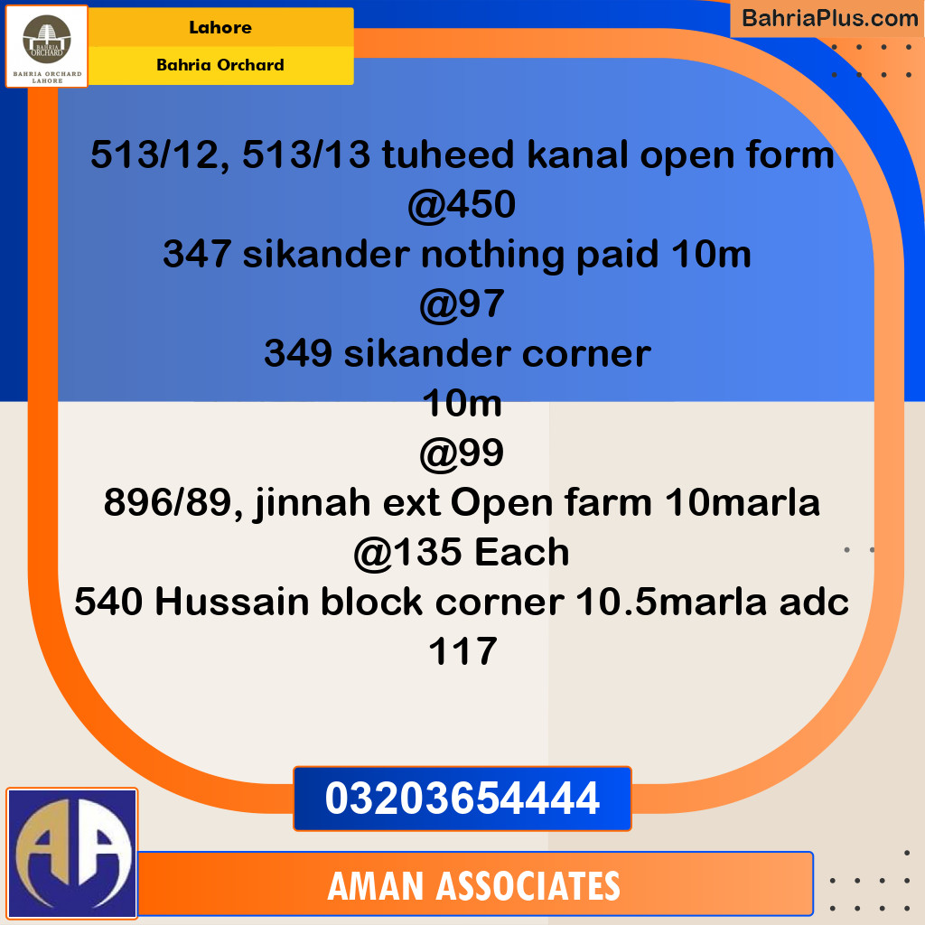 Residential Plot for Sale in Bahria Orchard, Lahore - (BP-262531)