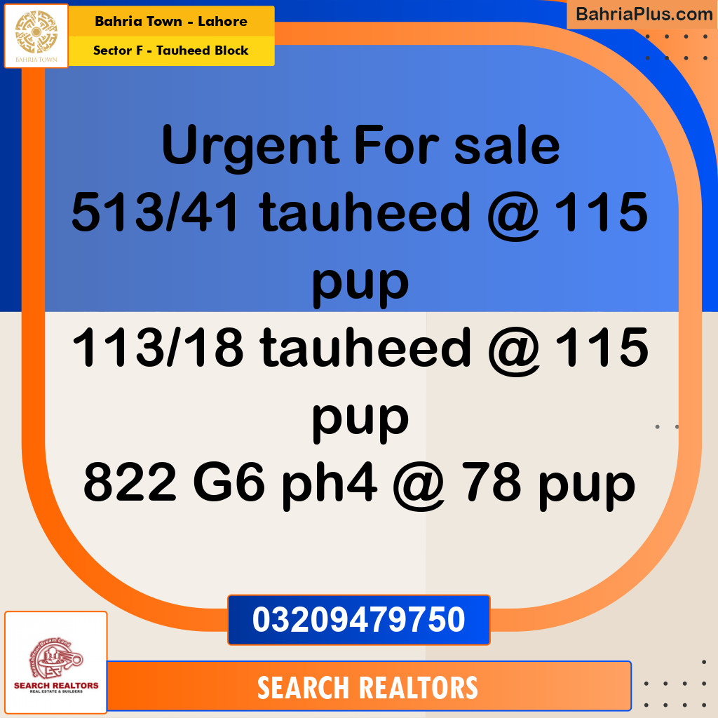 10 Marla Residential Plot for Sale in Sector F - Tauheed Block -  Bahria Town, Lahore - (BP-262547)