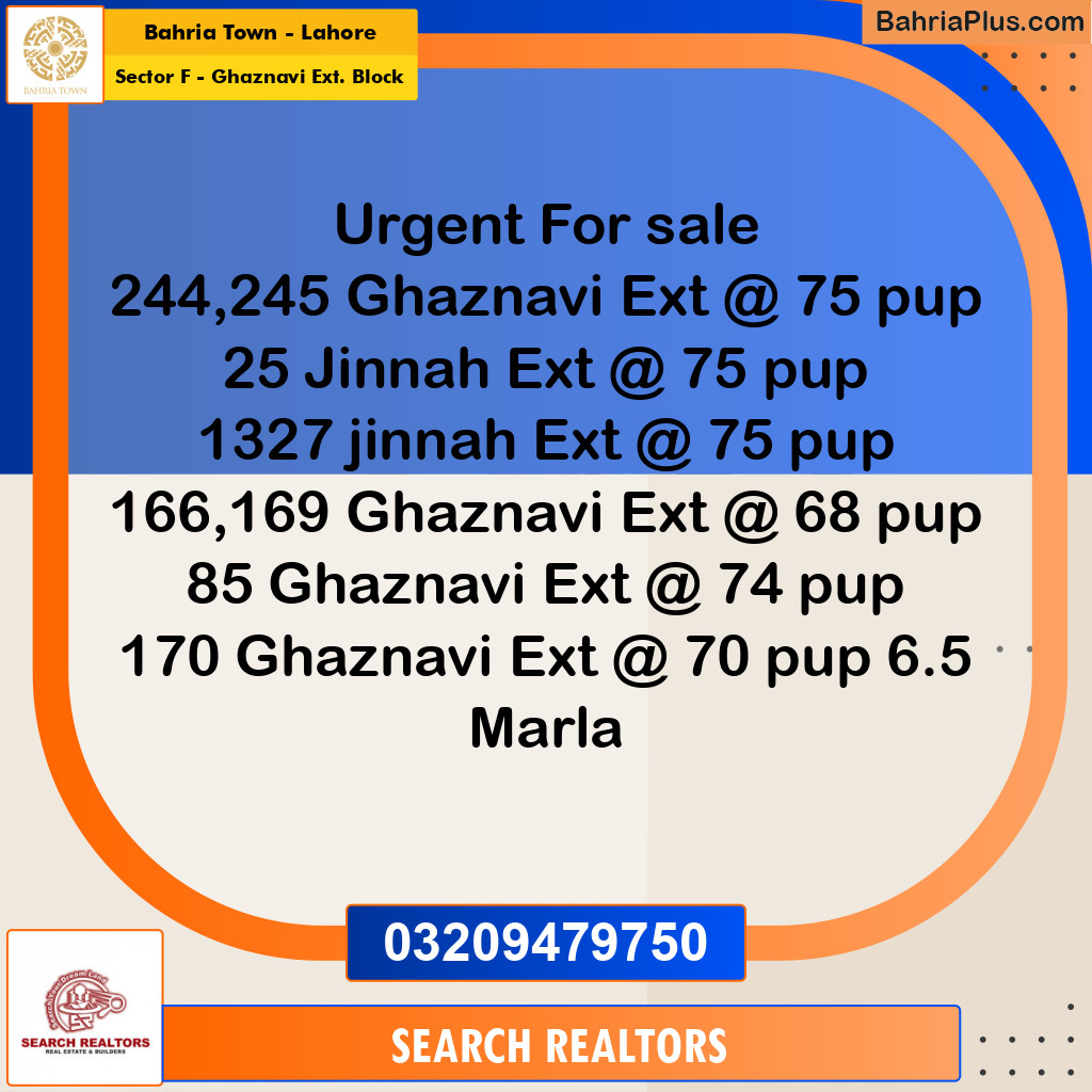 5 Marla Residential Plot for Sale in Sector F - Ghaznavi Ext. Block -  Bahria Town, Lahore - (BP-262548)