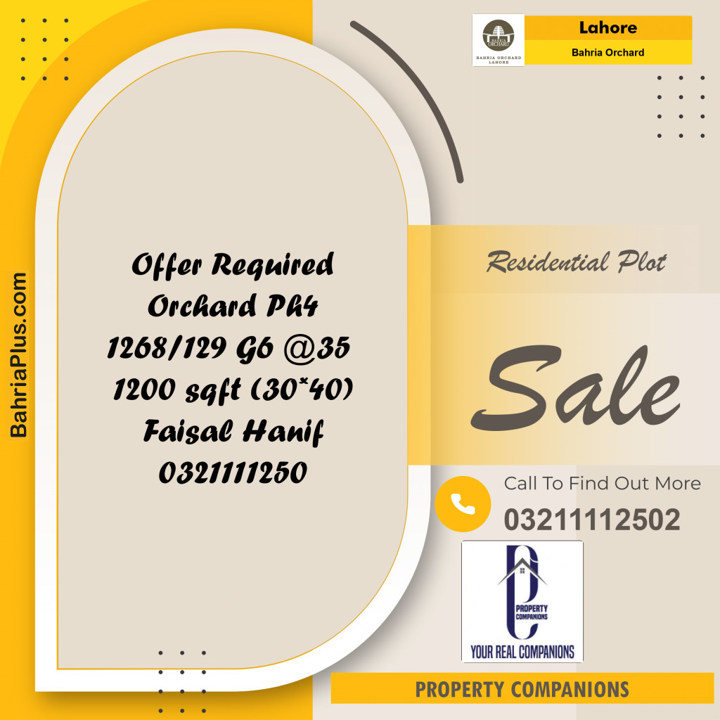 Residential Plot for Sale in Bahria Orchard, Lahore - (BP-262558)