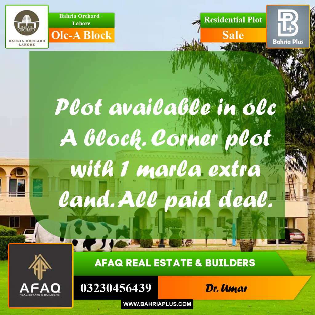 5 Marla Residential Plot for Sale in OLC-A Block -  Bahria Orchard, Lahore - (BP-262562)