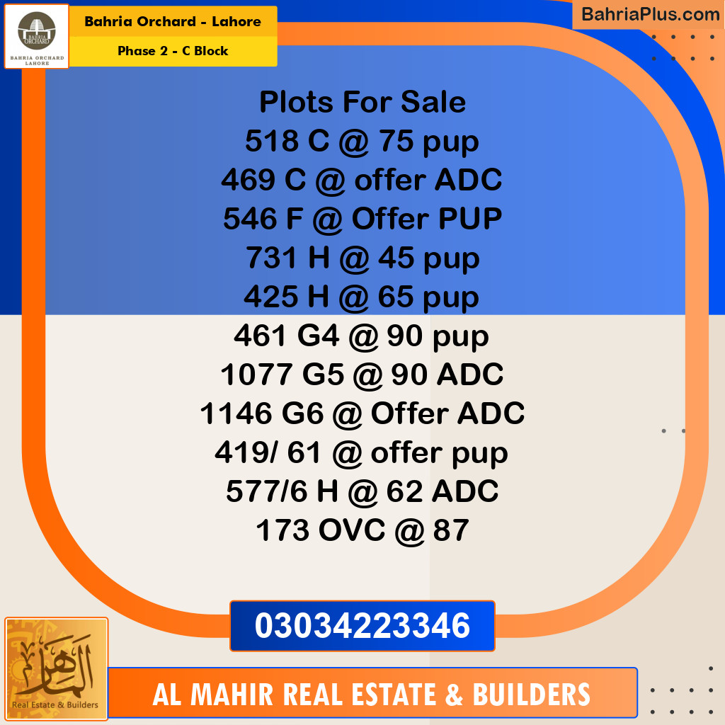 Residential Plot for Sale in Phase 2 - C Block -  Bahria Orchard, Lahore - (BP-262565)