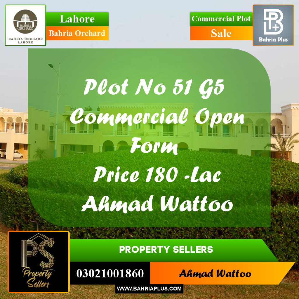 5 Marla Commercial Plot for Sale in Bahria Orchard, Lahore - (BP-262567)