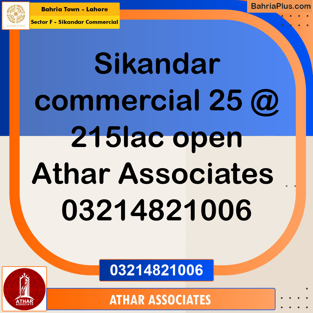 5 Marla Commercial Plot for Sale in Sector F - Sikandar Commercial -  Bahria Town, Lahore - (BP-262576)