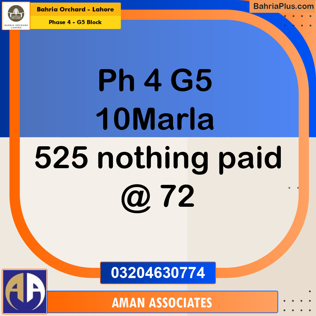 Residential Plot for Sale in Phase 4 - G5 Block -  Bahria Orchard, Lahore - (BP-262633)