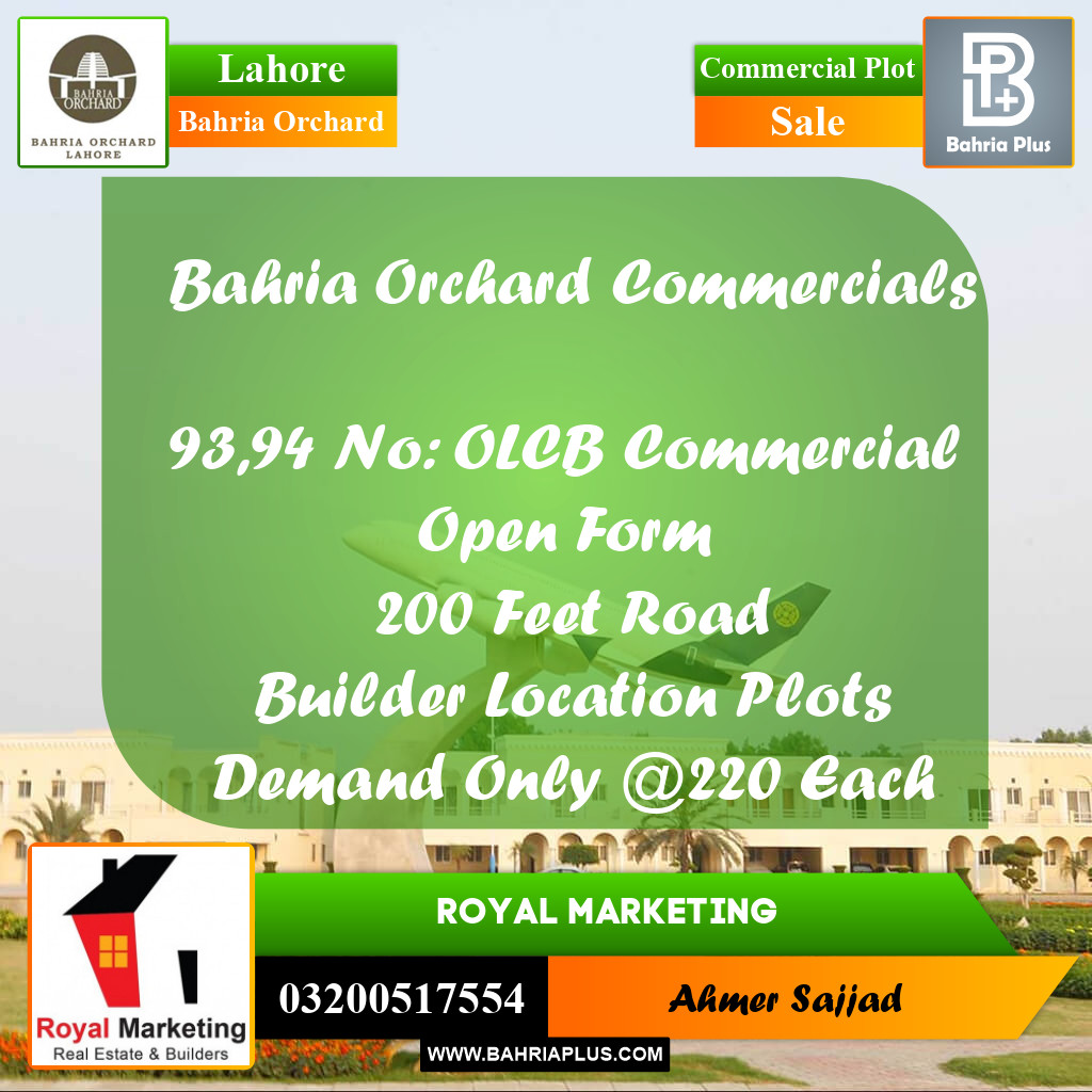 Commercial Plot for Sale in Bahria Orchard, Lahore - (BP-262636)