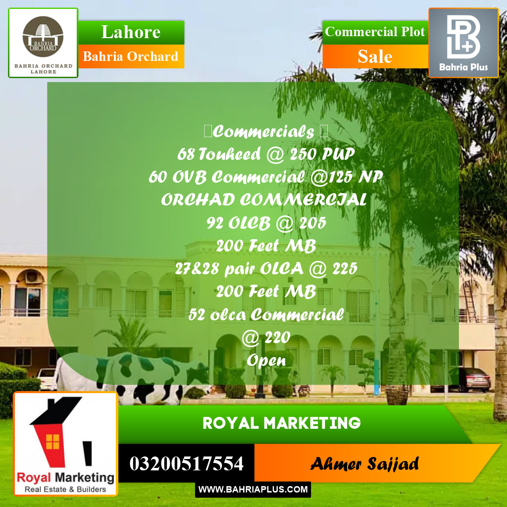 Commercial Plot for Sale in Bahria Orchard, Lahore - (BP-262674)