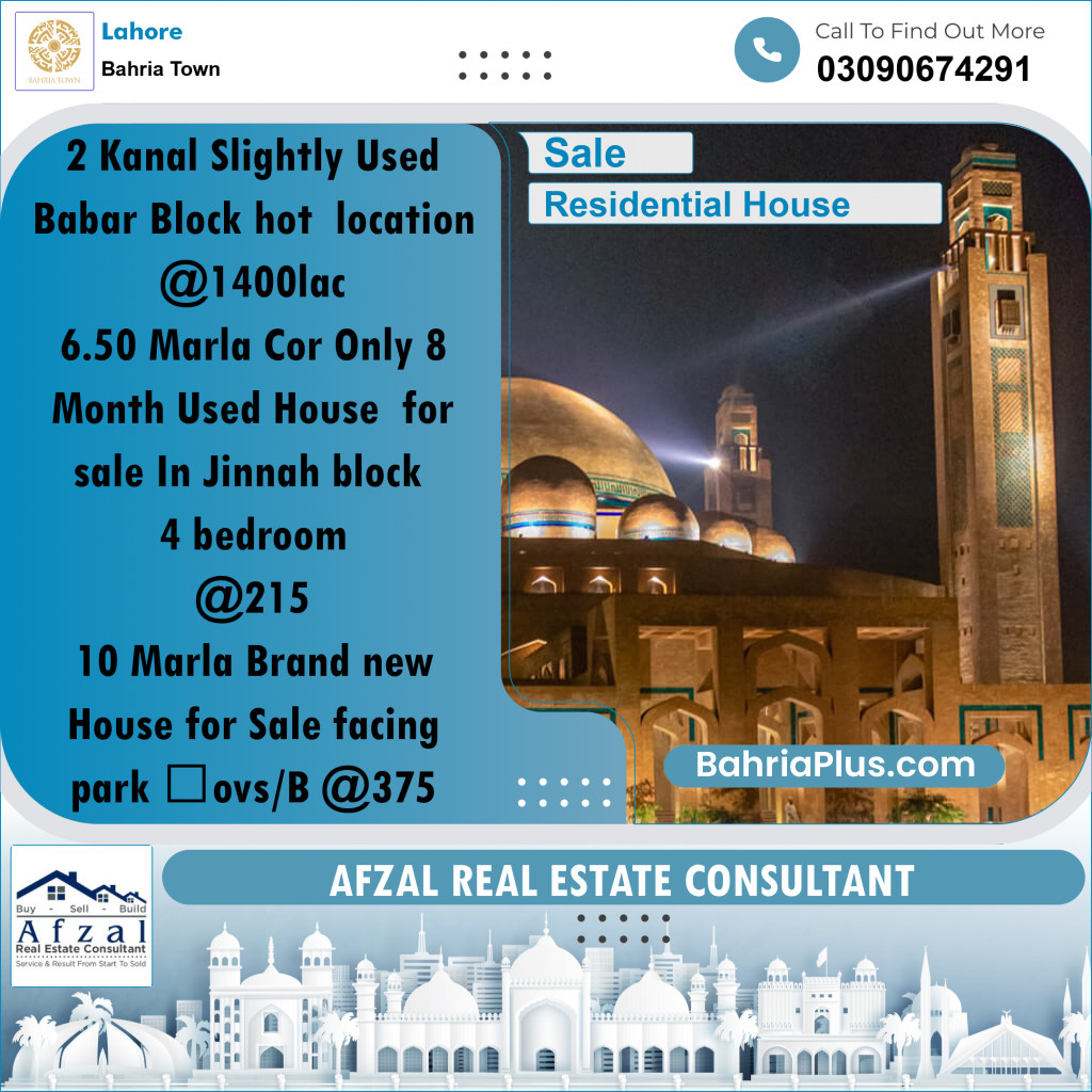 Residential House for Sale in Bahria Town, Lahore - (BP-262753)