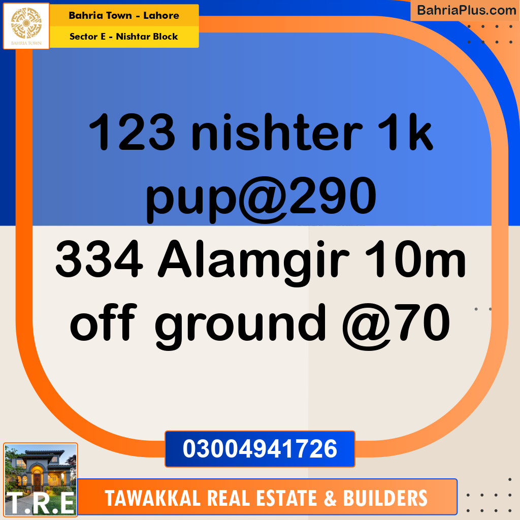 1 Kanal Residential Plot for Sale in Sector E - Nishtar Block -  Bahria Town, Lahore - (BP-262819)