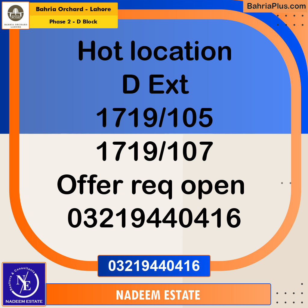 Residential Plot for Sale in Phase 2 - D Block -  Bahria Orchard, Lahore - (BP-262835)