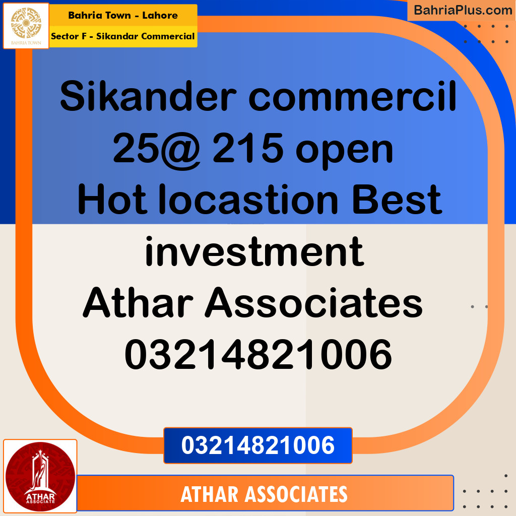 5 Marla Commercial Plot for Sale in Sector F - Sikandar Commercial -  Bahria Town, Lahore - (BP-262842)