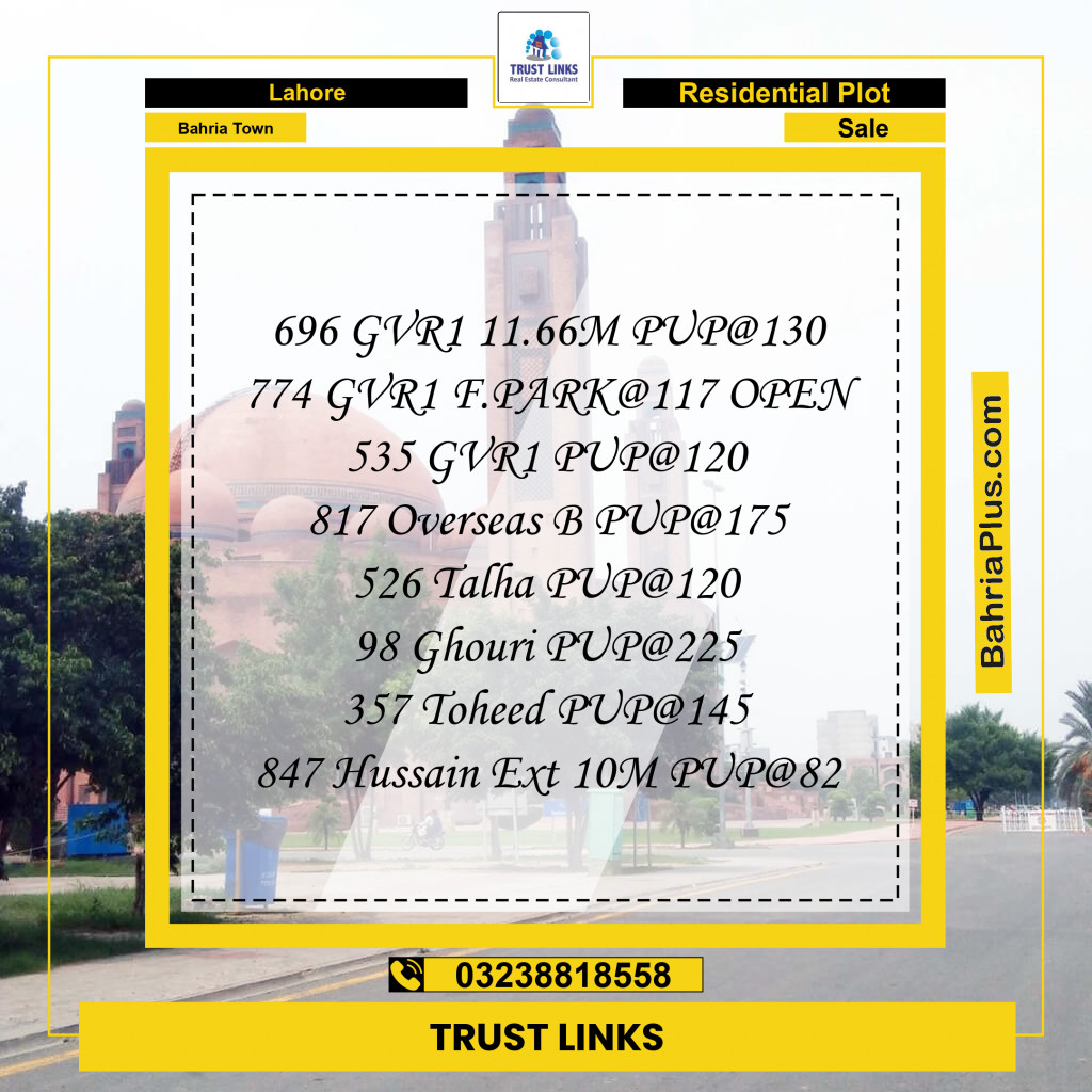 Residential Plot for Sale in Bahria Town, Lahore - (BP-262843)