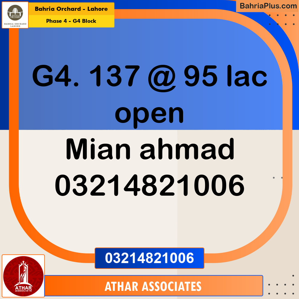 10 Marla Residential Plot for Sale in Phase 4 - G4 Block -  Bahria Orchard, Lahore - (BP-262848)