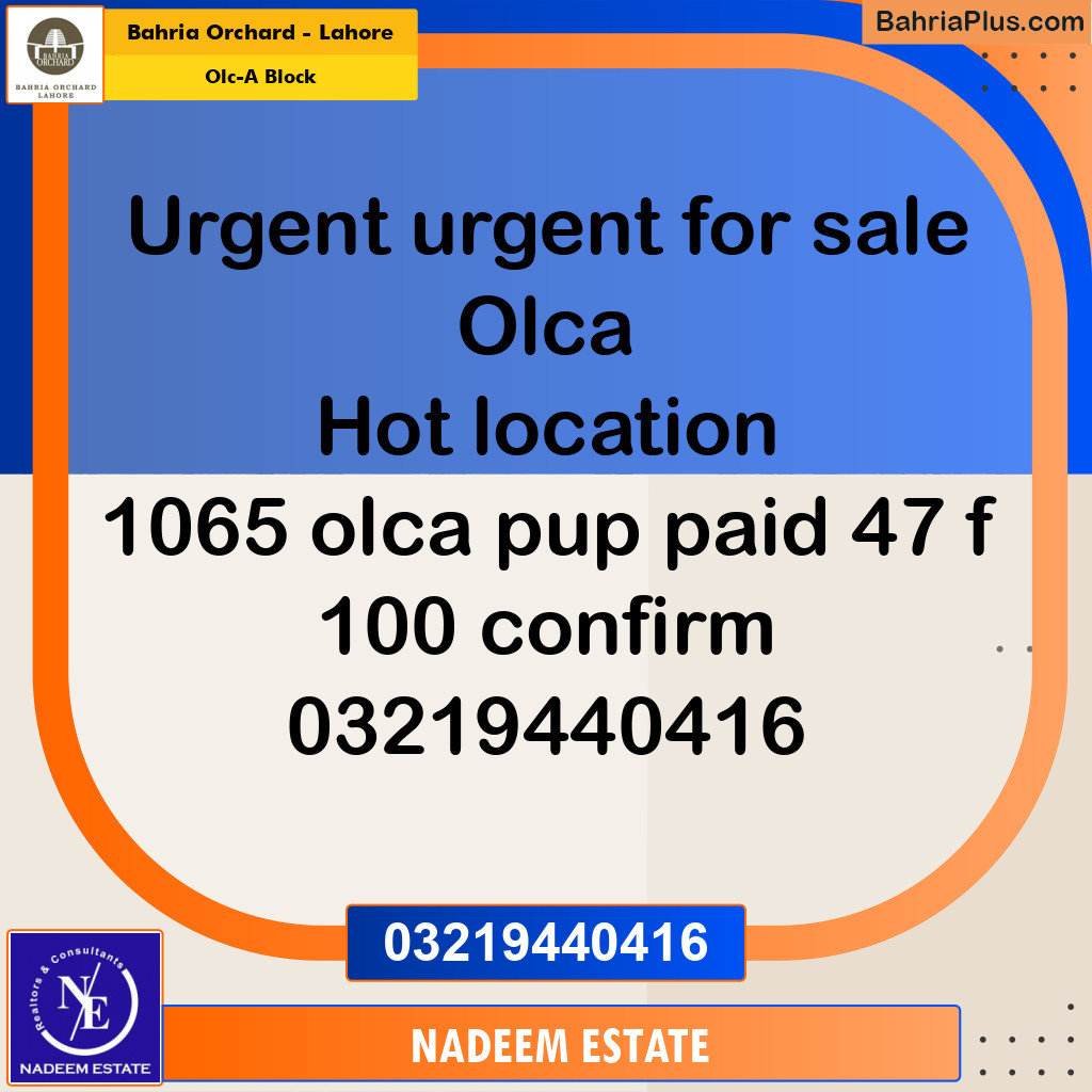 Residential Plot for Sale in OLC-A Block -  Bahria Orchard, Lahore - (BP-262854)