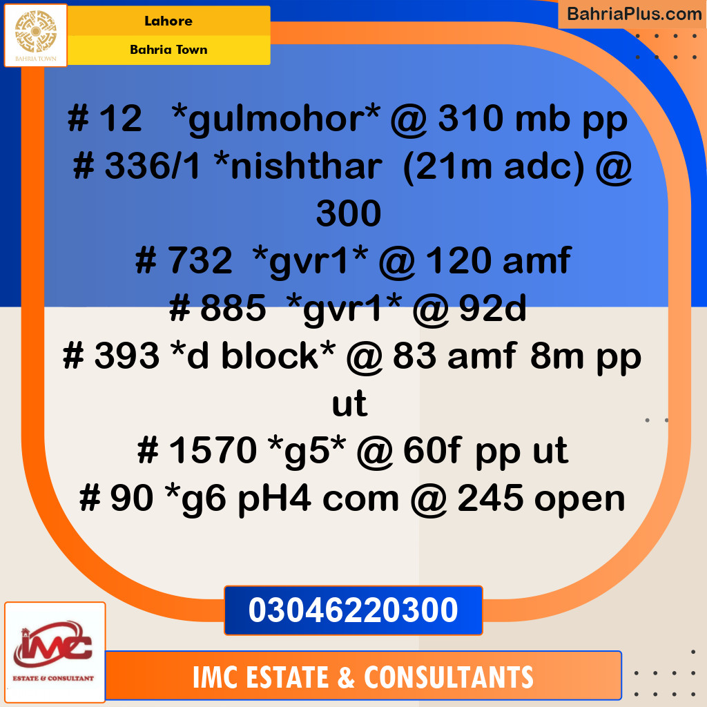 Residential Plot for Sale in Bahria Town, Lahore - (BP-262868)