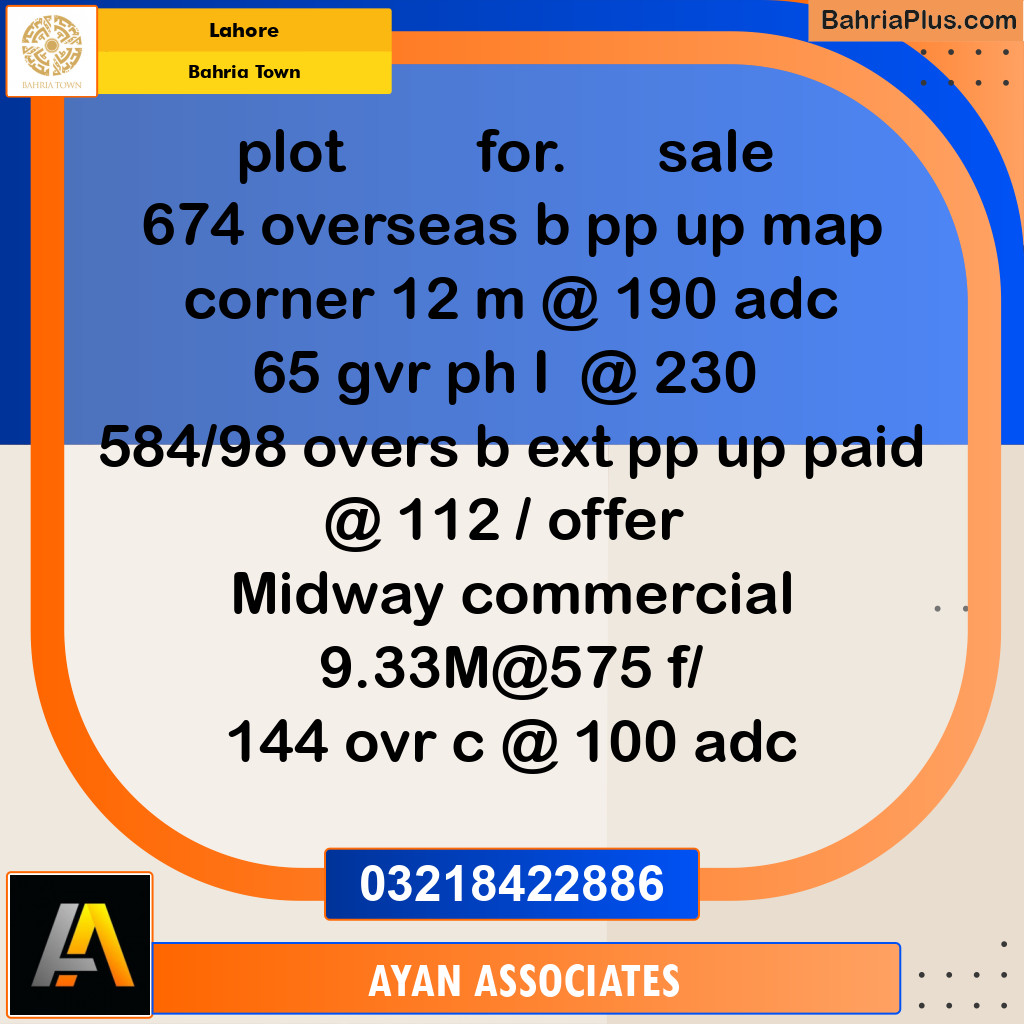 1 Kanal Residential Plot for Sale in Bahria Town, Lahore - (BP-262874)