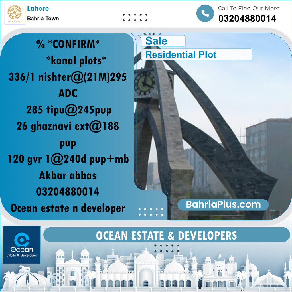 Residential Plot for Sale in Bahria Town, Lahore - (BP-262891)
