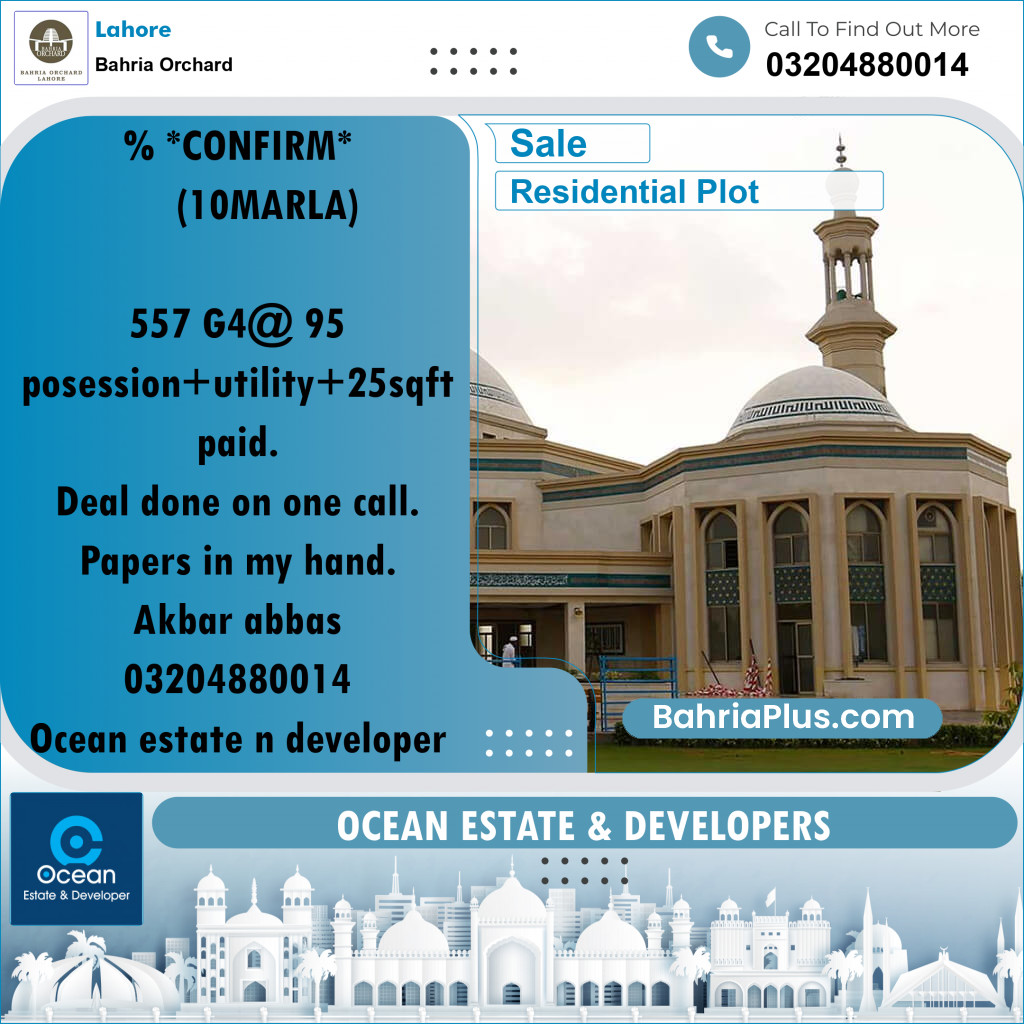 Residential Plot for Sale in Bahria Orchard, Lahore - (BP-262892)