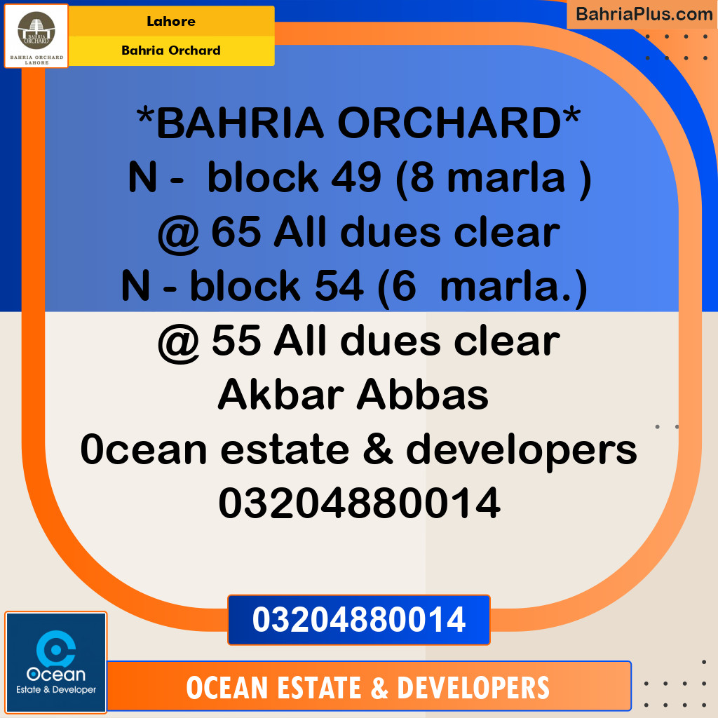 Residential Plot for Sale in Bahria Orchard, Lahore - (BP-262894)