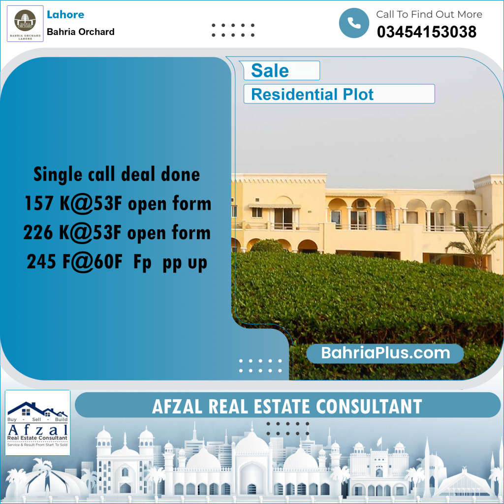 Residential Plot for Sale in Bahria Orchard, Lahore - (BP-262908)
