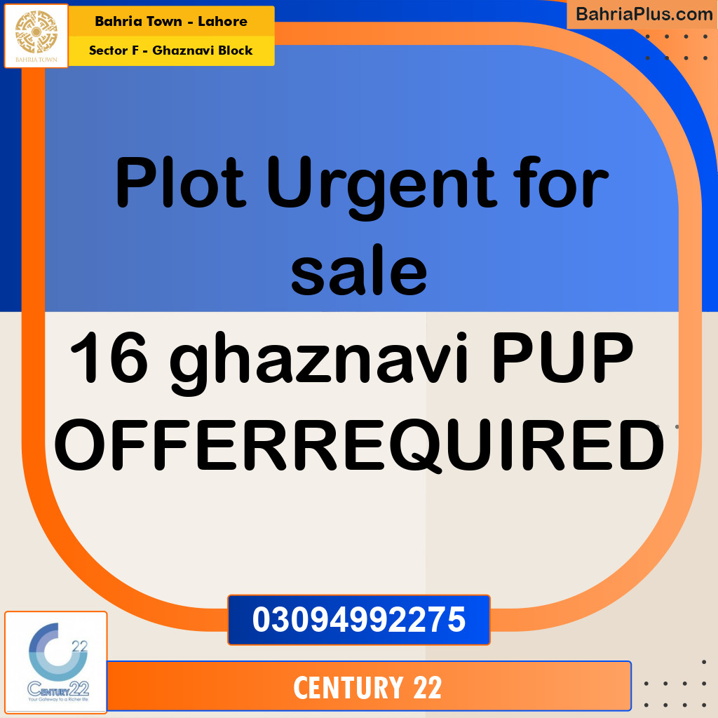 10 Marla Residential Plot for Sale in Sector F - Ghaznavi Block -  Bahria Town, Lahore - (BP-262917)