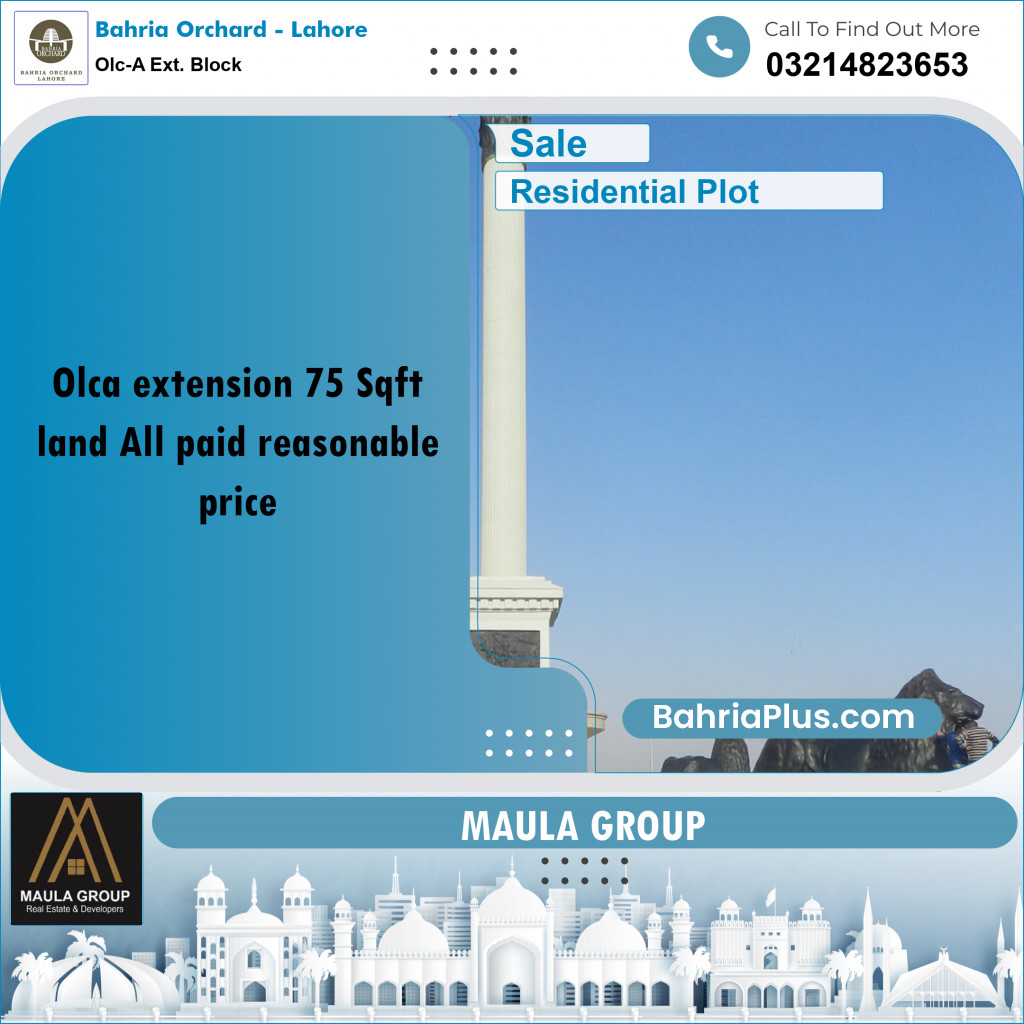 5 Marla Residential Plot for Sale in OLC-A Ext. Block -  Bahria Orchard, Lahore - (BP-262950)