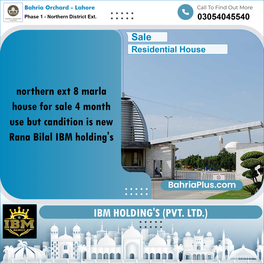 8 Marla Residential House for Sale in Phase 1 - Northern District Ext. -  Bahria Orchard, Lahore - (BP-262965)