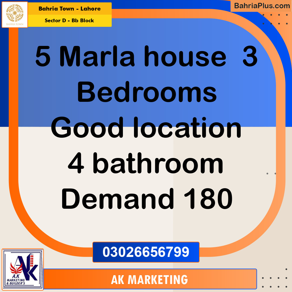 5 Marla Residential House for Sale in Sector D - BB Block -  Bahria Town, Lahore - (BP-262969)
