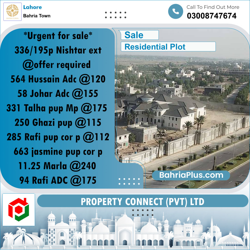 Residential Plot for Sale in Bahria Town, Lahore - (BP-263056)