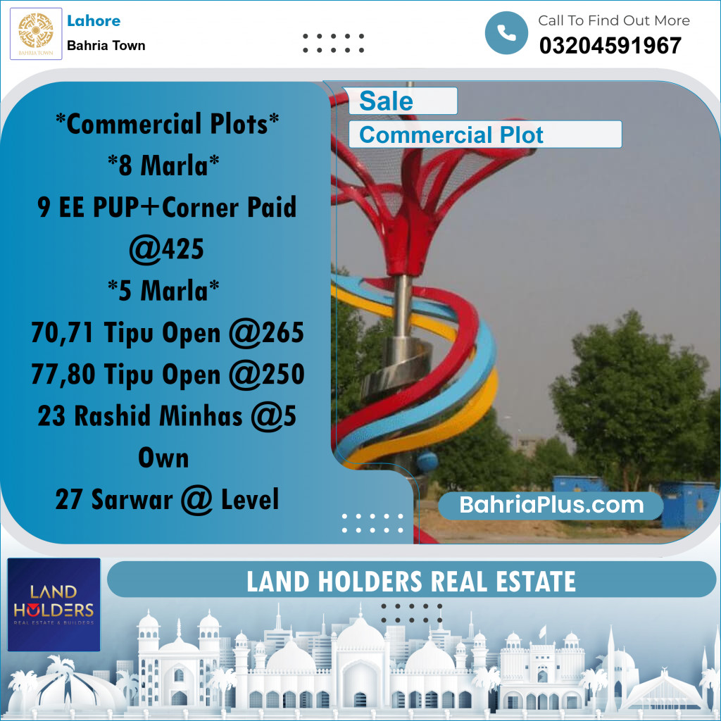 Commercial Plot for Sale in Bahria Town, Lahore - (BP-263070)