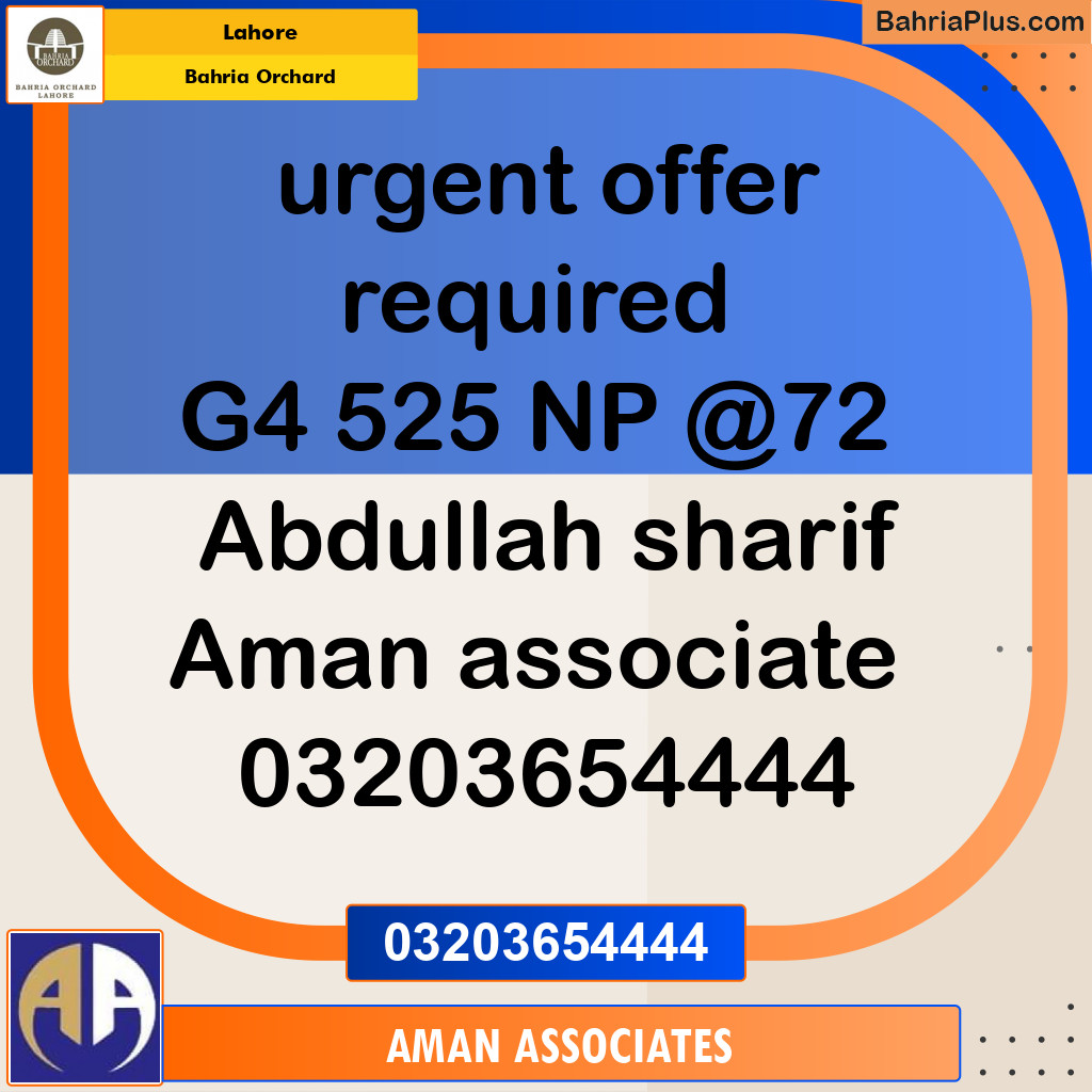 Residential Plot for Sale in Bahria Orchard, Lahore - (BP-263117)