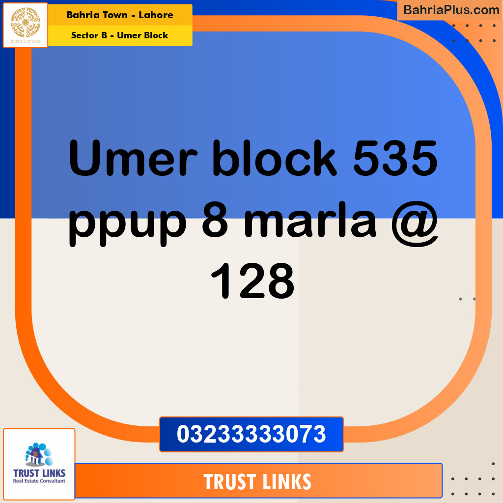 8 Marla Residential Plot for Sale in Sector B - Umer Block -  Bahria Town, Lahore - (BP-263122)