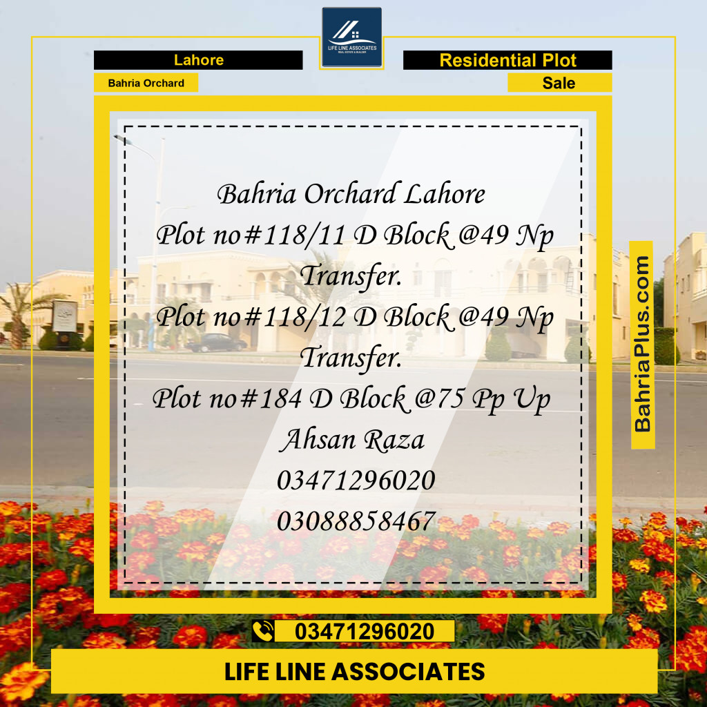 5 Marla Residential Plot for Sale in Bahria Orchard, Lahore - (BP-263132)