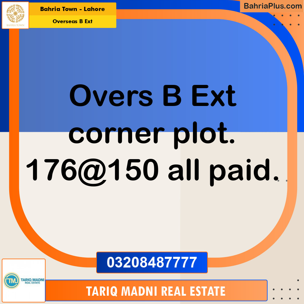 10 Marla Residential Plot for Sale in Overseas B Ext -  Bahria Town, Lahore - (BP-263163)
