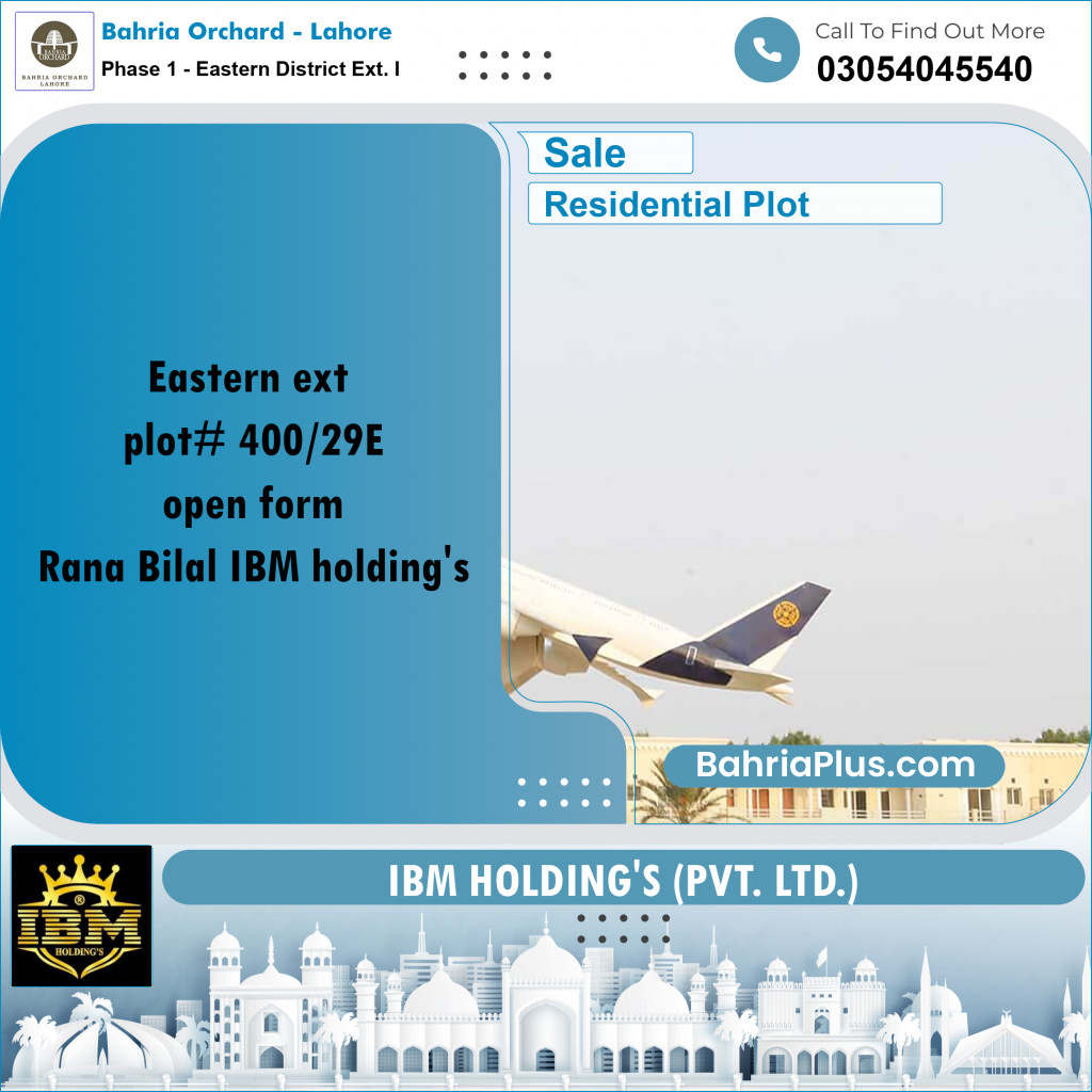 5 Marla Residential Plot for Sale in Phase 1 - Eastern District Ext. I -  Bahria Orchard, Lahore - (BP-263218)