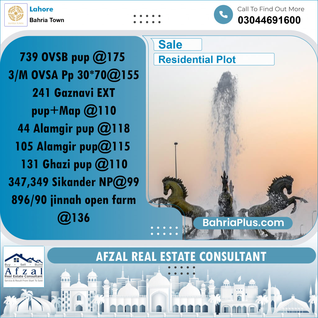 Residential Plot for Sale in Bahria Town, Lahore - (BP-263266)