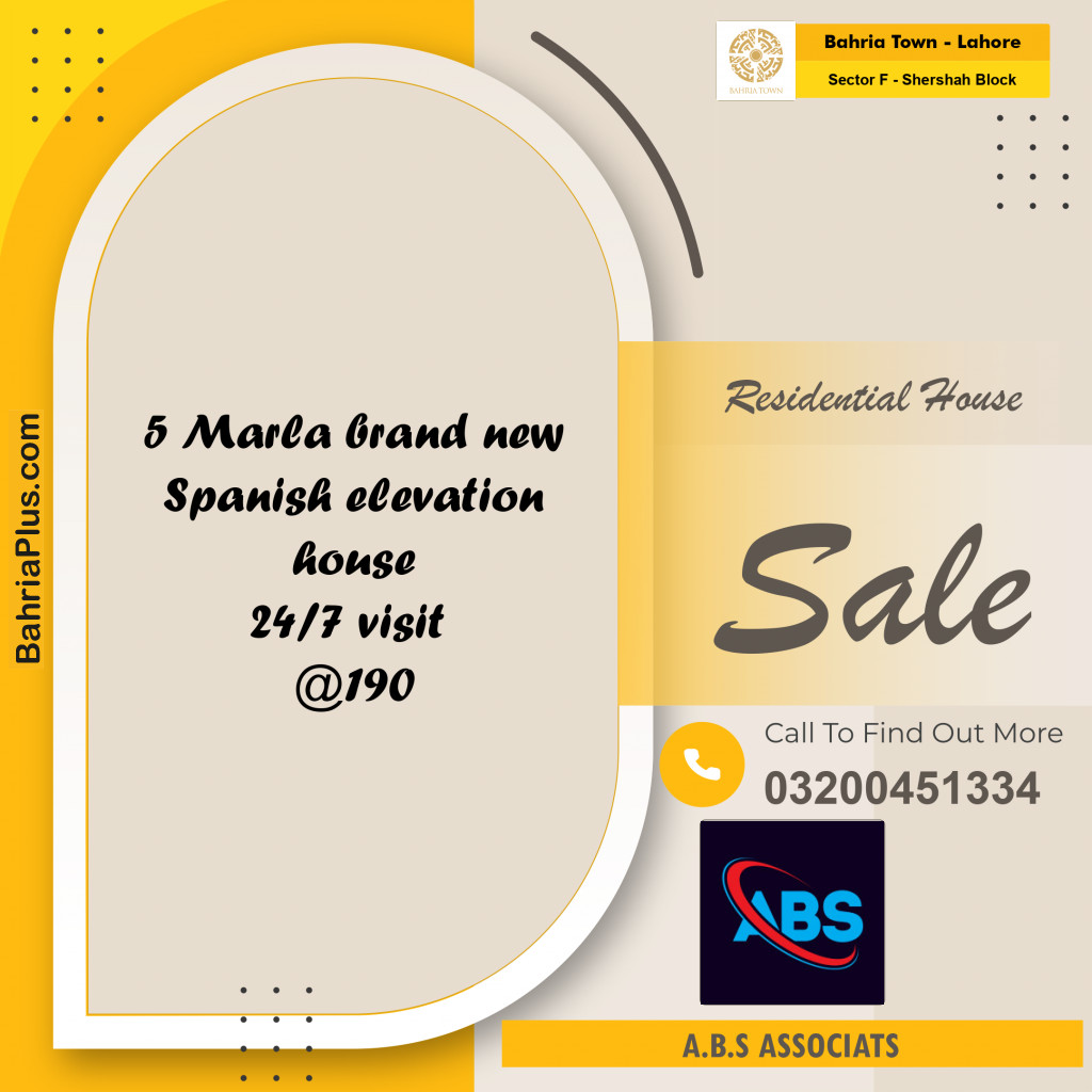 5 Marla Residential House for Sale in Sector F - Shershah Block -  Bahria Town, Lahore - (BP-263307)