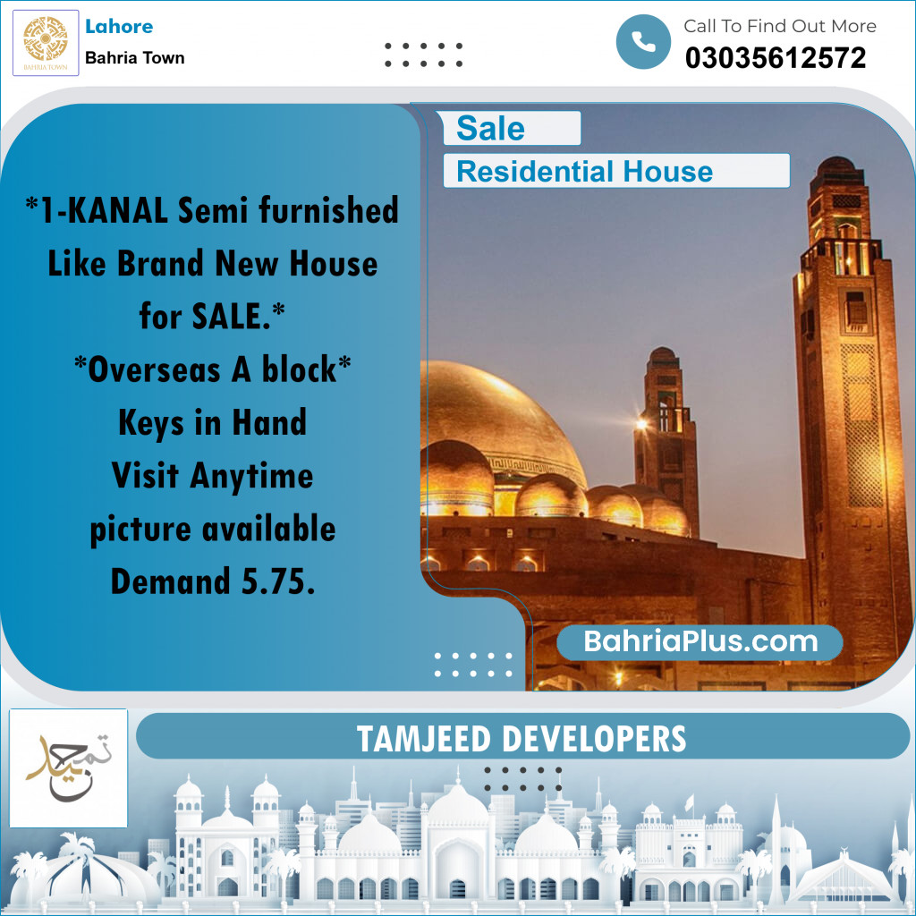 Residential House for Sale in Bahria Town, Lahore - (BP-263313)