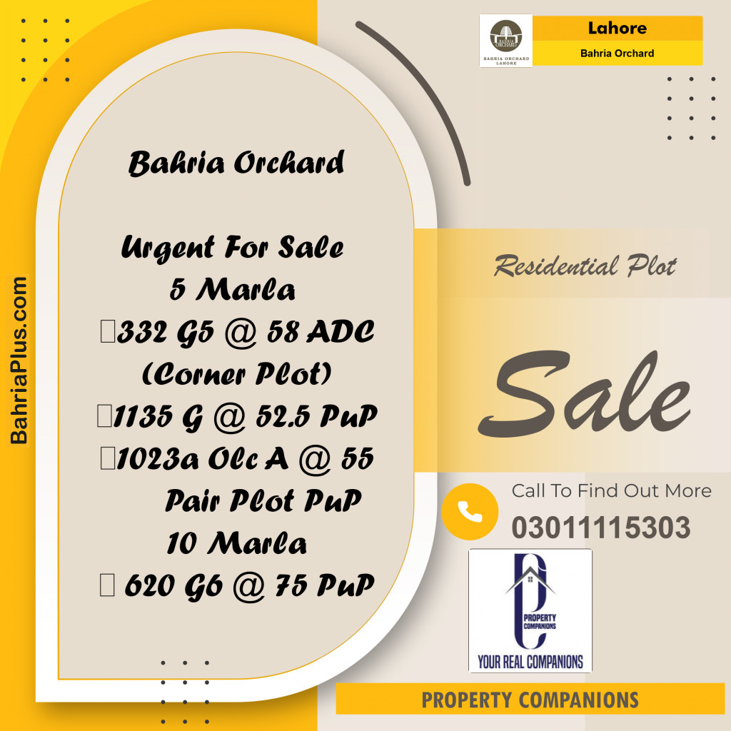 Residential Plot for Sale in Bahria Orchard, Lahore - (BP-263314)